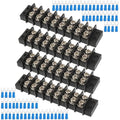 8 Circuits 8 Positions Terminal Block 20-30A 200-450V Dual Row Screw Terminals Strip with 64 PCS Heat Shrink Wire Fork Connectors(Pack of 4pcs)