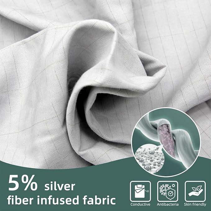 Earthing Grounding Fitted Sheet with Earth Connection Cable 5% Pure Silver Fiber and 95% Cotteon Conductive Bed Sheet Deep Pocket 18“240TC