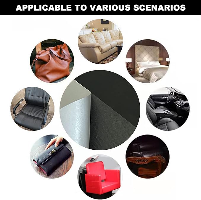 Leather Repair Patch Self-Adhesive, Cuttable Vinyl Leather Repair Tape for Couches, Sofa, Car Seat, Furniture, Chairs. Waterproof, Durable, Easy DIY Leather Repair Kit (Black, 3.9 X 78.7 inch)