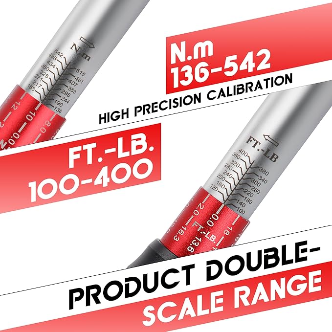 3/4 Inch Torque Wrench, 60 Tooth Torque Wrench 3/4 Drive 100-400FT.LB/136-542N.M with a Solid Storage Case