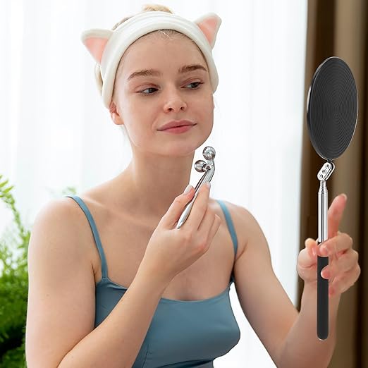 Telescoping Inspection Mirror, Circular Inspection Mirror, Flexible Inspection Mirror 360 Rotation with Extended Handle Round Inspection Mirrors for Checking Vehicle Condition(Dia-4 Inch)