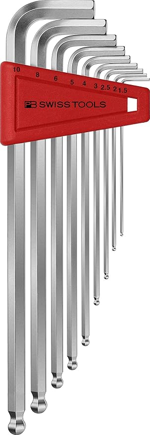 PB SWISS TOOLS Allen Key Set PB 212.LH-10 | 100% Swiss Made | 9-Piece Long Hex Key Set Size 1.5-10 mm for Screwdriving Work in Industry and Handcraft