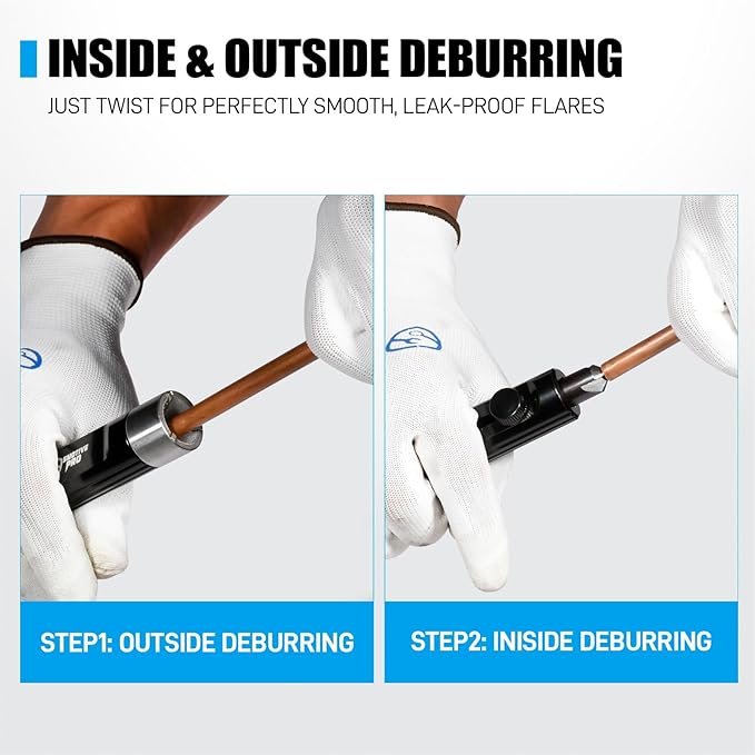 Dual-End Rimming & Deburring Tool, Internal & External Pipe Deburring Tool for 3/16" to 1/2" Tubing, Achieve Optimal Tubing Flaring for Brake/Copper/Hydraulic Lines