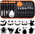Pumpkin Carving Kit Heavy Duty Stainless Steel Tools with Carrying Case (Total 31 Pieces) Pumpkin Carver Pumpkin Sculpting Set Halloween Party Decorating Gift for Adults (Black)