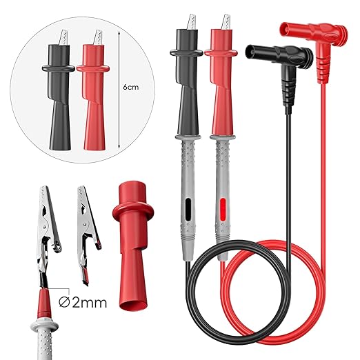 Goupchn Multimeter Test Leads Kit with Push On Alligator Clips Stackable Banana Plug to Test Hook Cable Set for Electrical Testing 1000V 10A