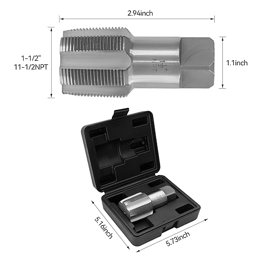 HFS(R)1-1/2" NPT Pipe Tap，Carbon Steel Pipe Threading Tools with Storage Case for Industrial/Plumbing/Auto Repair DIY Thread cutting tools