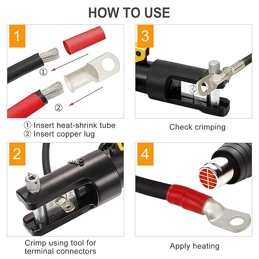 0000 Gauge Tinned Copper Cable Lugs 8 PCS 4/0 AWG-3/8(M10) Ring Terminal Heavy Duty Wire Lugs Battery Lugs, 8 PCS 4/0 Guage terminals Battery Cable Ends Connectors with 8 PCS 3:1 Heat Shrink Tube