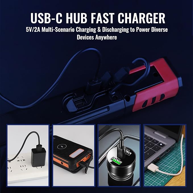 Underhood Magnetic Work Light for Mechanics, 7800mAh 12H, Rechargeable Hood Light, IP65 Waterproof, 360° Rotating, 4 Modes (2700K-6500K), USB-C Fast Charge, for Car Repairing/Garage/Emergency