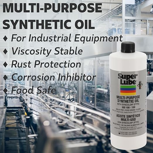 Super Lube 51030 Synthetic Oil with PTFE, High Viscosity, 1 quart Bottle, Translucent White
