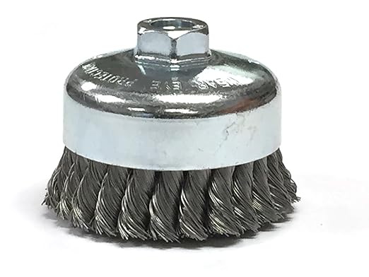 Benchmark Abrasives 4" Knot Wire Cup Brush for Narrow Holes Derusting Paint Removal Deburring Ferrous Metals Concrete, Wire End Brush for Angle Pneumatic Grinder - Carbon Steel (Pack of 2)