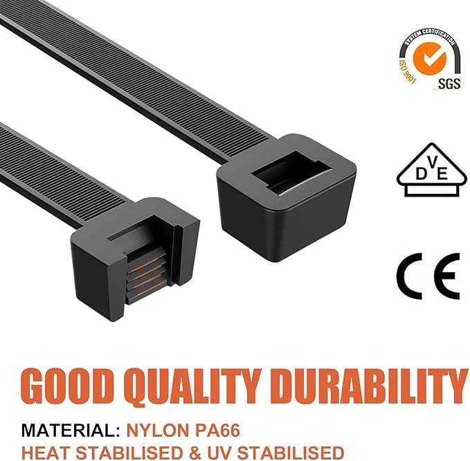 14 Inch Zip Ties (Bulk 1000 Pack Black),60LBS Tensile Strength Heavy Duty Cable Wire Ties With Self-Locking Adjustable Durable Nylon Tie Wraps for Indoor Outdoor