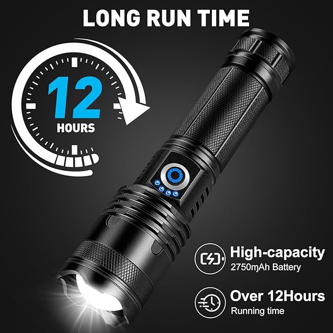 Flashlights High Lumens Rechargeable 2 Pack, Super Bright 99000 Lumens Led Flashlights with 5 Light Modes, Powerful Handheld Flash Light for Home Camping Eɱergencies, IPX6 Waterproof