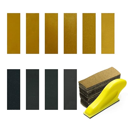 Micro Detail Sander with 100PCS Sandpaper, 3.5”x 1” Mini Sander Kit for Craft, Wood and Small Space Polish Sanding Works P60/120/240/400/600/800/1000/1200/1500/2000