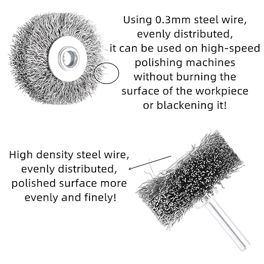 dophee 4Pcs 2 Inch Wire Wheel Brush for Drill Attachment 0.0118" Coarse Crimped Carbon Steel Wire 1/4 Inch Round Shank Wire Wheel Brush for Rust Corrosion Paint Removal