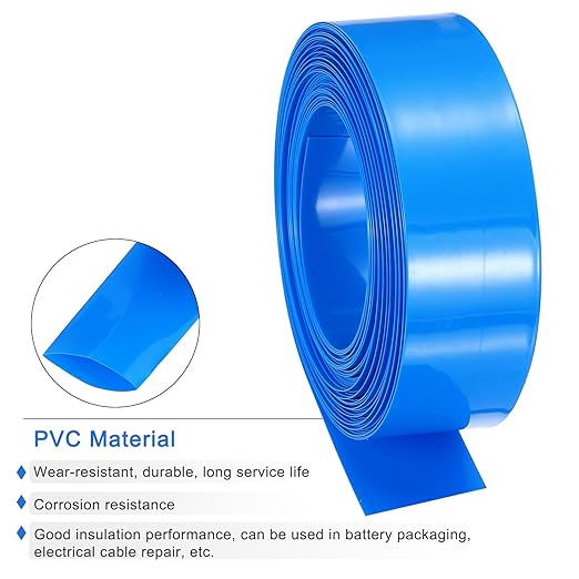 MECCANIXITY Battery Wrap PVC Heat Shrink Tubing 14mm Dia 23mm Flat 33 Feet(10meters) Blue Good Insulation for Battery Pack