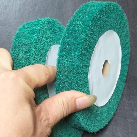2 Pcs 6'' Non-Woven Buffing Polishing Wheels, 4/5" Arbor 240 Grit Wire Drawing Abrasive Flap Wheels for Die/Bench Grinder (Green)