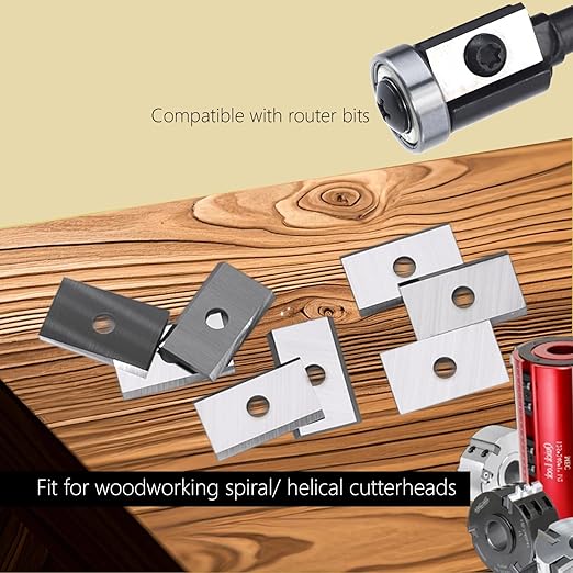 20mm Square Carbide Inserts Cutters Replaceable Knives Blades 20×12×1.5mm-35° for Flush Trim Router Bit Woodworking Spiral/Helical Planer Cutter Head or Lathe Turning 10pcs