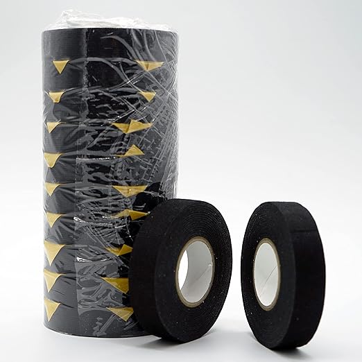 10-Roll Wire Harness Tape 3/4"×49' – Automotive Electrical Cloth Tape, Hand-Tear, No Residue