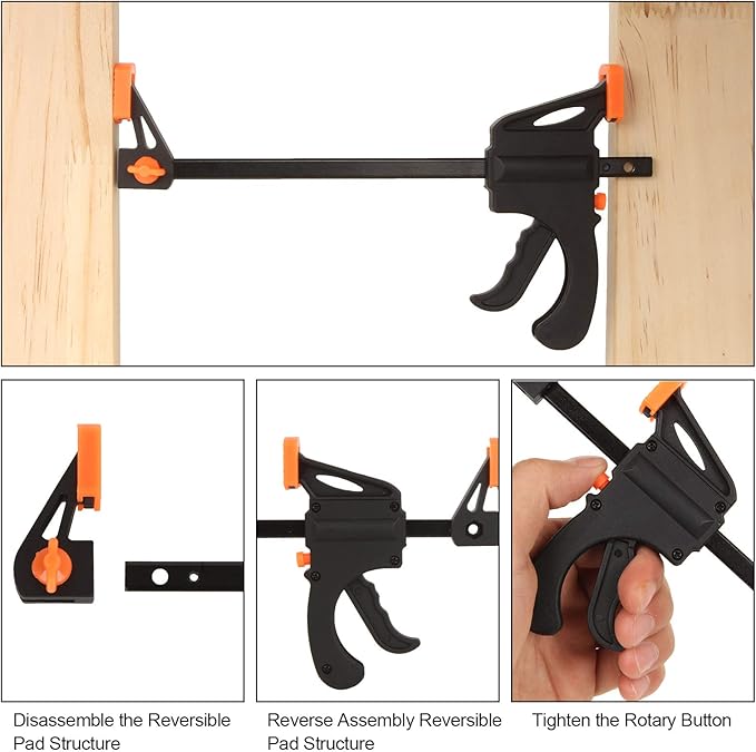 4 Inch Bar Clamps for Woodworking, 8 Pack Quick Grip Clamps Trigger Clamp One Handed Ratchet Clamp, Mini Small Bar Clamp for Craft