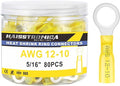 haisstronica 80PCS Heat Shrink Ring Terminals 5/16" Marine Grade Wire Connectors Yellow AWG 12-10 Gauge, Tinned Red Copper 1mm Resistant Ring Connectors, Brazed-Seam Insulated Electrical Crimp