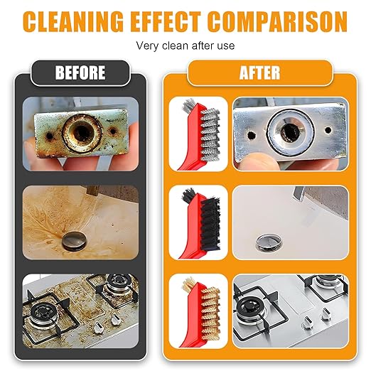 9Pcs Wire Brushes for Cleaning Rust, Small Wire Brush, Wire Wheel for Drill Steel Brush for Cleaning with Nylon, Brass, Stainless Steel, and Carbon Steel Bristles - 7-Inch Handle & 1/4-Inch Hex Shank