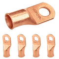 SELTERM 5pcs 4/0 AWG 1/2" Stud Copper Wire Lugs, Ring Terminals, Battery Cable Ends, 0000 Gauge Ring Terminal Connectors, UL Heavy Duty Bare Copper Eyelets Battery Terminal Connectors