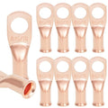 10PCS 8AWG - 5/16''Stud Heavy Duty Copper Terminals,Battery Cable Crimp Lugs,Battery Cable Ends,Bare Copper Eyelets Tubular Ring Terminals,Closed End Crimp Electric Connectors