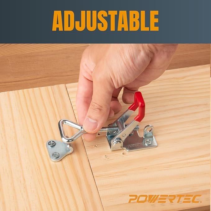 POWERTEC 6PK Toggle Clamp, 400 lbs Holding Capacity, 4002 Adjustable Pull Action Latch for Smoker, Tool Box, Woodworking Jigs and Fixtures, Cabinet, Tool box, Door (20312-P3)