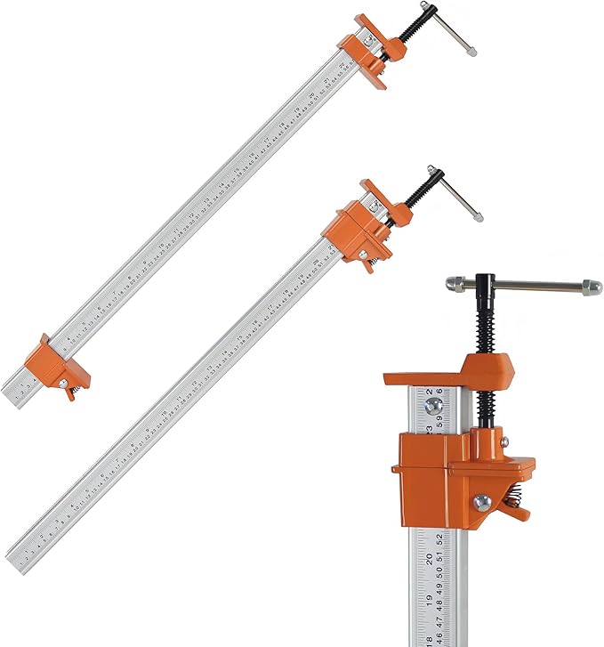 FEIRONG Heavy Duty 24" Bar Clamps 2-Pack - Professional Grade, Quick-Release, 330LB Load Limit, Built-in Ruler, 90° Angled Jaws for DIY Woodworking & Cabinet Installation | Fits 20.5" Work Range