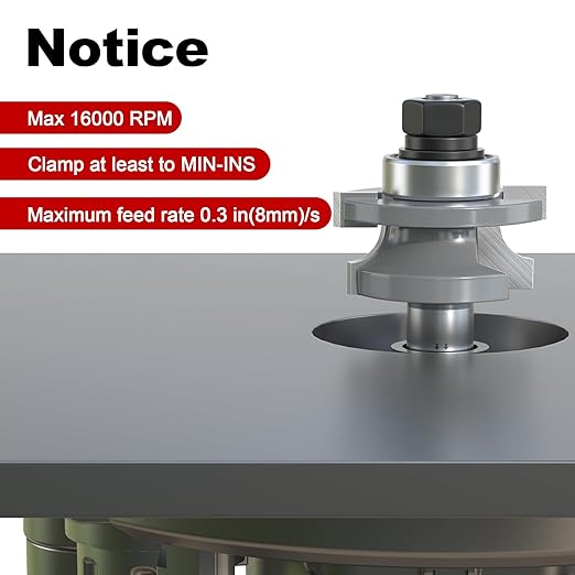 Professional 2PCS Round Over Style Rail and Stile Router Bits Set 1/2 Inch Shank, 3/8 Inch Cutting Depth, Up to 7/8 Inch Stock, Door Frame Shaper Cutters Raise Panel Making Router Bit Set