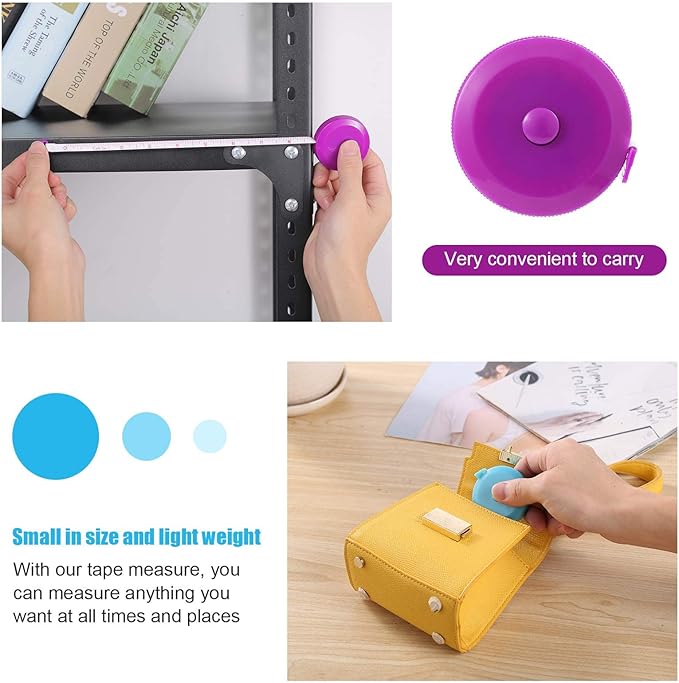 Tape Measure Body Measuring Tape, Retractable 60 Inch Soft Mini Measuring Tape, Small Sewing Fabric Tape Ruler for Cloth Waist Medical Nursing Craft(12 Pack)