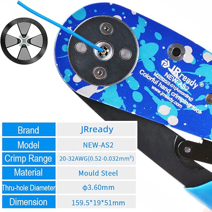 JRready ST2119-AS2 Eight Indent Crimping Tool KIT M22520 2 01 series crimper with 37 Positioner and GO NO GO GAUGE G125 for Aviation Aerospace and miniature electrical connector