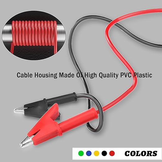 5PCS Alligator Clips Test Leads Dual Ended Crocodile, Alligator Clips Electrical Test Leads Set,Jumper Wires Heavy Duty with,for Electrical Testing, 5 Colors 3.28 ft(Y-Y 1m 5S)
