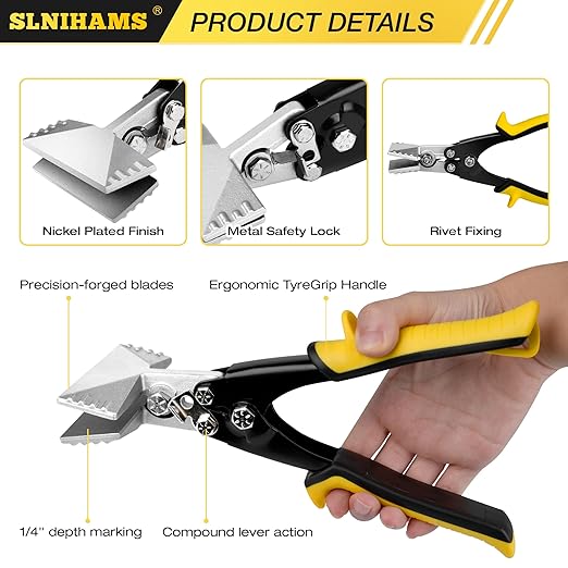 3-Inch Sheet Metal Hand Seamer Tool, Heavy Duty Sheet Metal Bender for HVAC, Straight Jaw Bender with 1/4" Depth Mark, CRV Steel Construction & Ergonomic Non-Slip Grip