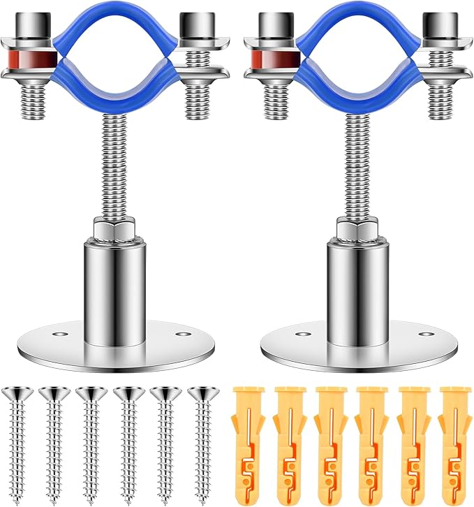 Adjustable Pipe Support Bracket 304 Stainless Steel - Wall Mount Pipe Support Heavy Duty Pipe Bracket Clamp with Screws 2PCS Pipe Strap Clamp for OD Pipe 48-51mm
