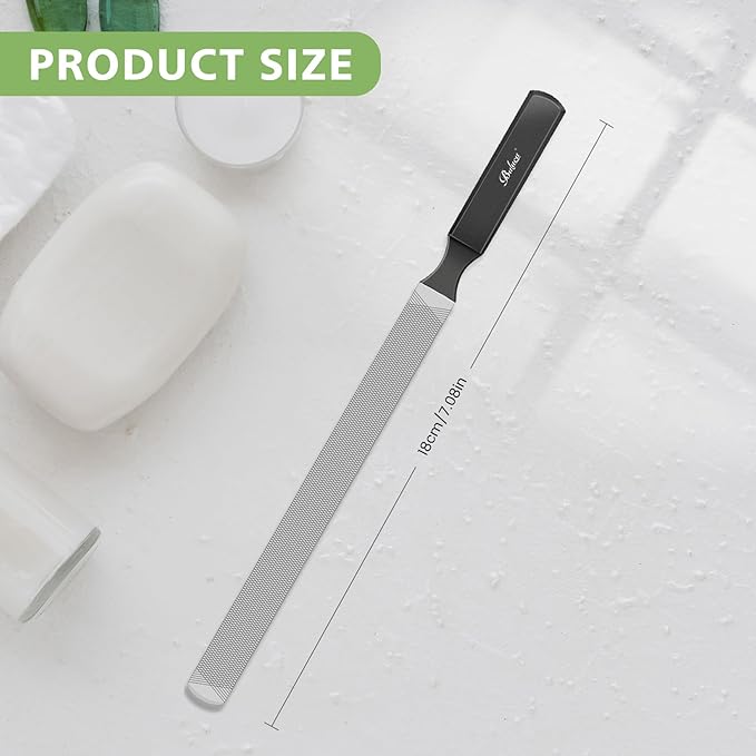 BALUCA Professional Stainless Steel Long Nail File for Thick Nails, Metal Fingernail Toenail File for Women, 4.72-Inch Filing Surface, Durable and Efficient Nail Care Tool (Black, 1, Count, Coarse)
