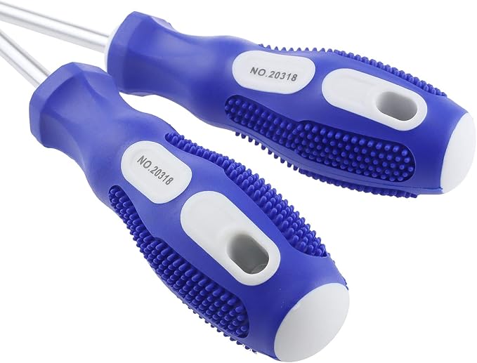 Slotted and Phillips Screwdriver PH2 6" long Cross-head & Flat Blade, 2 Packs Magnetic Screwdriver with Rubber Handle, With Magnetizer/Demagnetizer Tool
