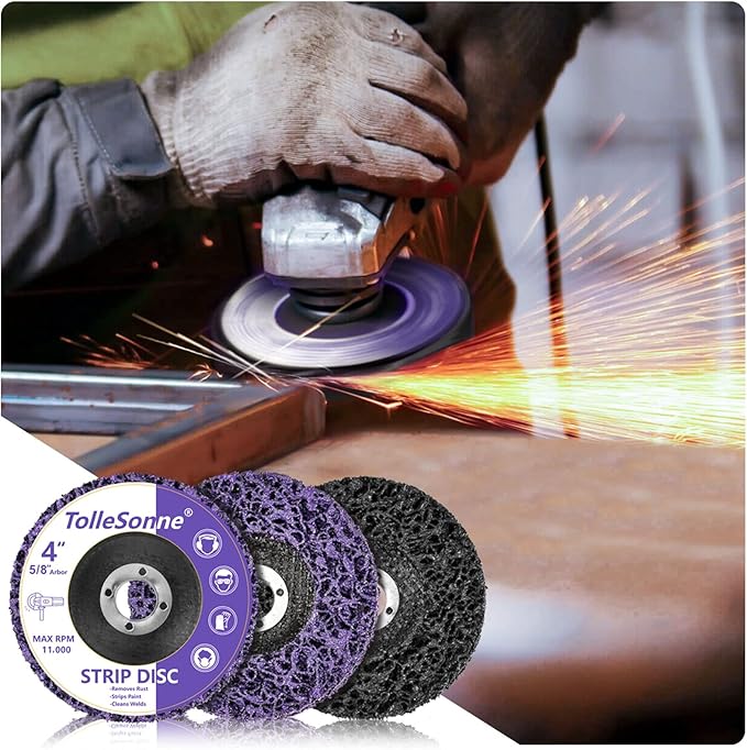 10 Pack Strip Discs 4-1/2 Inch Quick Stripping Wheel Paint Stripper for Angle Grinder Clean and Remove Paint Coating Rust Welds Oxidation for Metal and Wood (4-1/2" x 7/8")