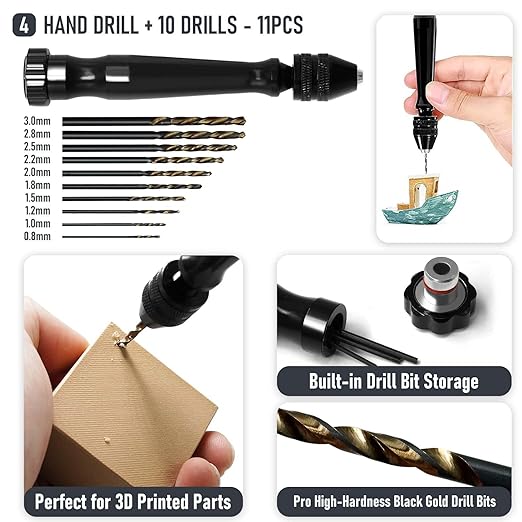 3D Printer Tools Kit, Quality 3D Printing Tool Kit for Model Measuring/Finishing/Deburring/Drilling, 3D Printer Accessories for All FDM/SLA Printers Removing Support, Cutting Filament