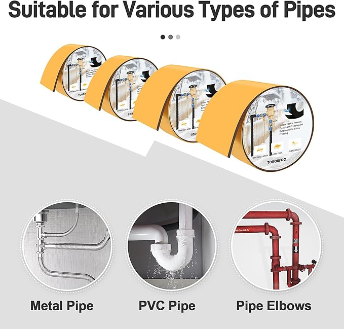 Pipe Insulation Tape, Foam Insulation Tape for Outdoor Pipes Winter Freeze Protection, Foam Pipe Insulation Wrap, Heat Tape for Water Pipes, Copper Pipes, PVC, AC Line, 3in x 15ft, Brown