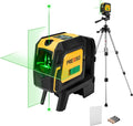 PREXISO Laser Level with Tripod & 2 Plumb Dots - 100 Ft Green Point Laser Level Self Leveling - Plumb Spot Alignment Cross Laser Line Tool for Construction, Ceiling, Floor Tile with Magnetic Base