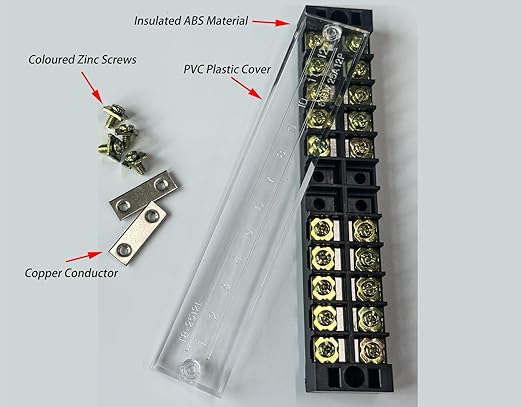 Terminal Block (8 Sets) 8Pcs 8 Positions Dual Row 600V 25A Screw Terminal Strip Blocks with Cover&8Pcs Pre-Insulated Barrier Termina Block Strip&64Pcs Insulated Fork Wire Connector
