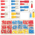 350pcs 19 Types Crimp Connectors, 2.8mm, 4.8mm, 6.3mm Male and Female Spade Terminals, Copper, Red, Blue, Yellow