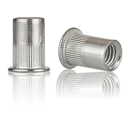 Rivet Nut Installation Tool Set Flat Head Rivnut Threaded Insert Nut Kit SAE & Metric for Metal Heavy Duty Zinc Plated Nutsert (3/8-16(Rivet Nut-30pcs, Stainless))