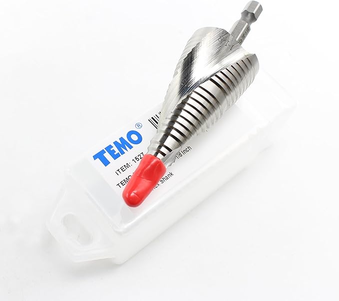 TEMO M35 Cobalt Step Drill Spiral Flute, Two Size: 7/8 Inch and 1-1/8 Inch, 1/4 Inch Hex Shank