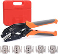 iCrimp Rachet Crimping Tool Set, Quick Change Jaws for Open Barrel Terminals, Insulated& Non-insulated Terminals, Solar Terminals, End Sleeves Ferrules- 7PCS included