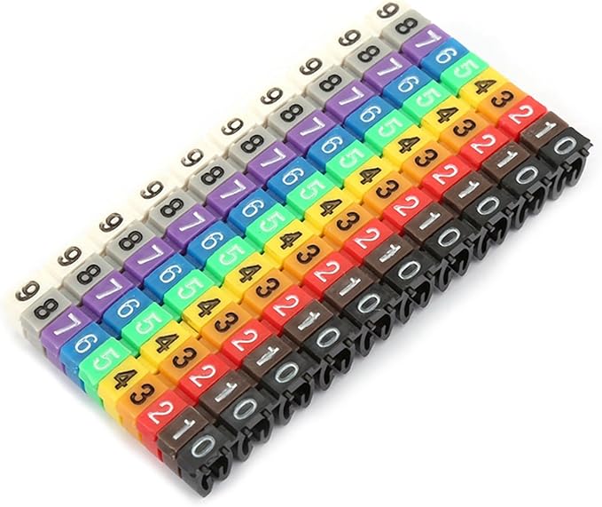 Clip-on String Wire Marking Boxed Plastic Digital Number Wire Label Tube Set Colorful Cable Marker (100PCS KCM-2.5MM)