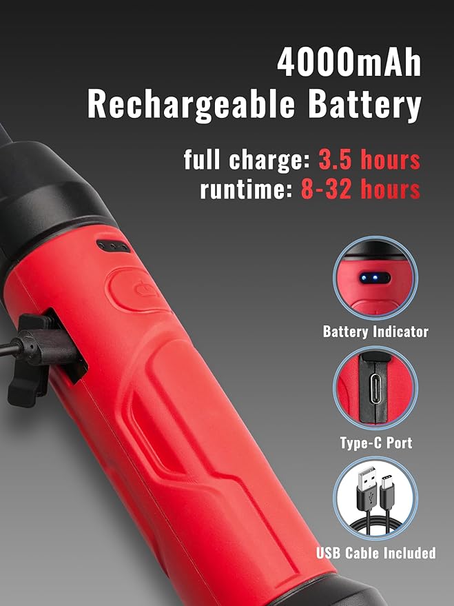 Rechargeable Work Light Magnetic, 800LM LED Work Light with Flexible Gooseneck, 3 Modes Mechanic Light for Work Bench, Auto Repair, Lathe, Gift for Men