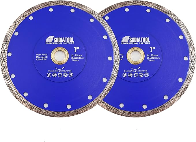 SHDIATOOL 7 Inch Diamond Saw Blade Cutting Porcelain Tile Ceramic Granite Marble Brick(2-Pack)