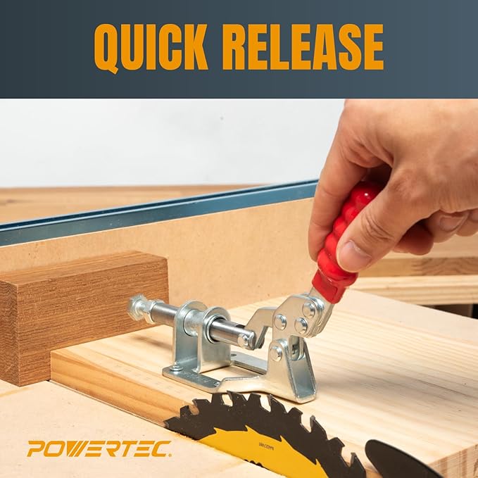 POWERTEC 1PK Toggle Clamp, 300lbs Holding Capacity, 302F Quick Release Push/Pull Clamp for Woodworking Jigs and Fixtures, Pocket Hole Jigs, Welding, CNC (20304)
